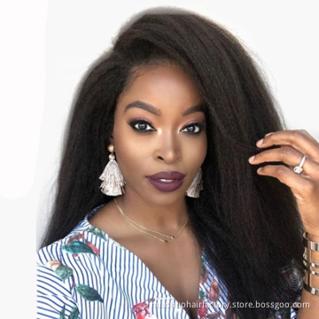 Huashuo Free Shipping Malaysian Curly Long Cuticle Aligned Hair Lace Wigs Human Hair Curly Closure Wig